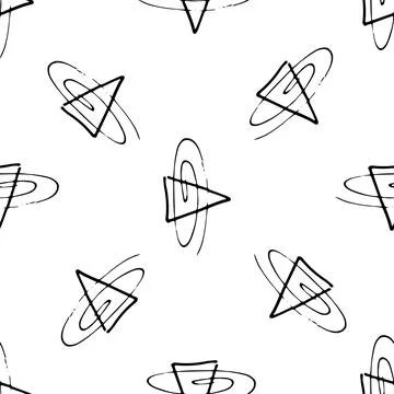 Vector seamless pattern with hand drawn abstract triangle and maelstrom on wh 스톡 일러스트