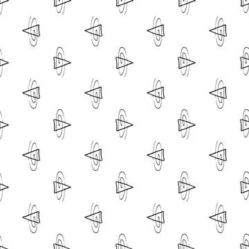 Vector seamless pattern with hand drawn abstract triangle and maelstrom on wh Stock Illustration