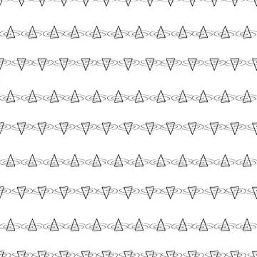 Vector seamless pattern with hand drawn abstract triangle and maelstrom on wh Stock Illustration