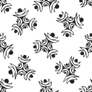 Vector seamless pattern with hand drawn abstract elements on white background Stock Illustration