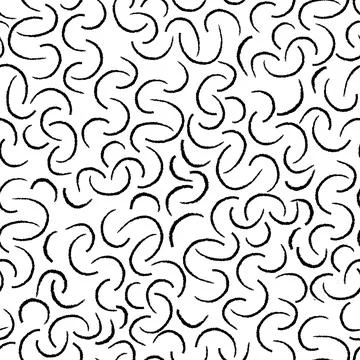 Vector seamless pattern with hand drawn abstract hooks on white background. D Stock Illustration