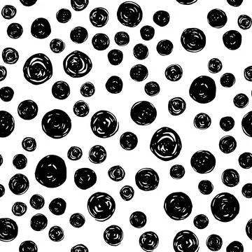 Vector seamless pattern with hand drawn abstract circles on white background. Illustrazione stock