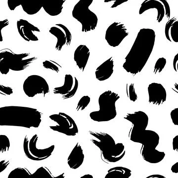 Vector seamless pattern with hand drawn abstract ink brush strokes. Illustrat 스톡 일러스트