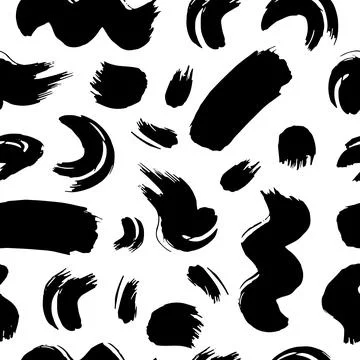 Vector seamless pattern with hand drawn abstract ink brush strokes. Illustrat Stock Illustration
