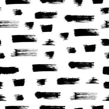 Vector seamless pattern with hand drawn abstract ink brush strokes. Illustrat Stock Illustration