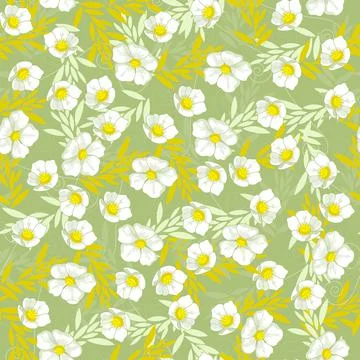 Vector seamless pattern with hand-drawn flowers Stock Illustration