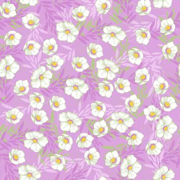 Vector seamless pattern with hand-drawn flowers Stock Illustration