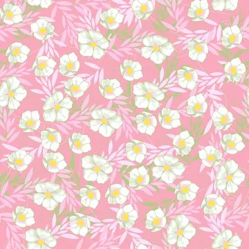 Vector seamless pattern with hand-drawn flowers Stock Illustration