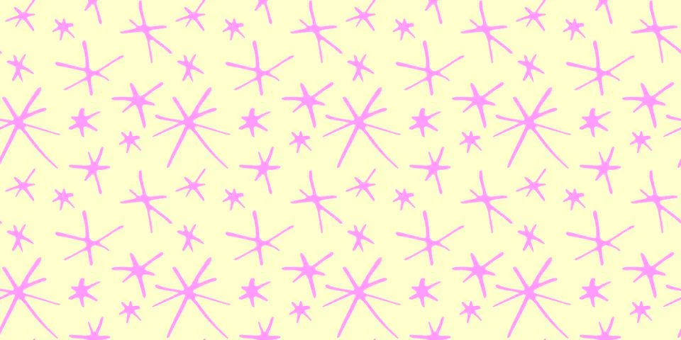Vector seamless pattern from hand drawn primitive stars, flowers in doodle fl Ilustración de archivo
