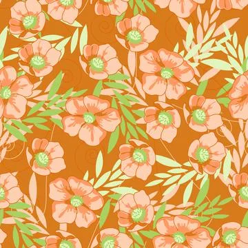 Vector seamless pattern with hand-drawn flowers Stock Illustration