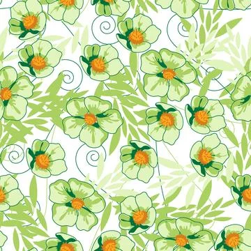 Vector seamless pattern with hand-drawn flowers Stock Illustration