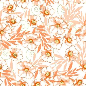Vector seamless pattern with hand-drawn flowers Stock Illustration