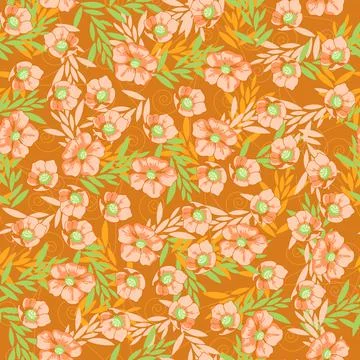 Vector seamless pattern with hand-drawn flowers Stock Illustration