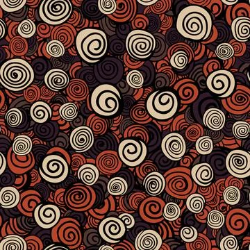 Vector seamless pattern with hand drawn abstract circles, curl, spural on whi Stock Illustration