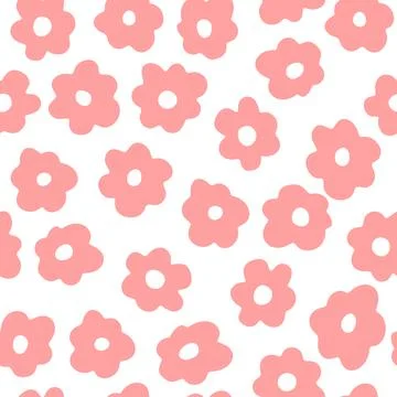 Vector seamless pattern with hand drawn abstract flower on white background.  Stock Illustration