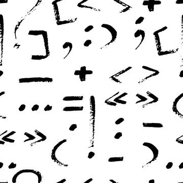 Vector seamless pattern with hand drawn punctuation marks on white background Stock Illustration