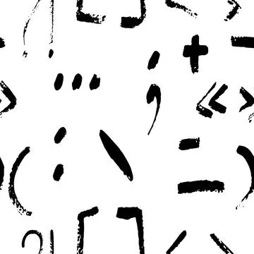 Vector seamless pattern with hand drawn punctuation marks on white background Stock Illustration