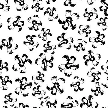 Vector seamless pattern with hand-drawn flowers on white background. Stock Illustration