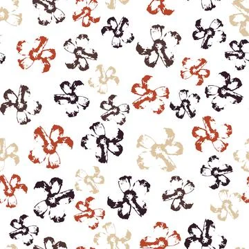 Vector seamless pattern with hand-drawn flowers on white background. Stock Illustration