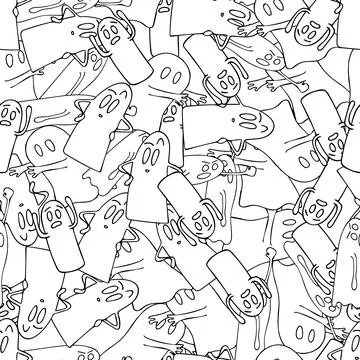 Vector seamless pattern with hand drawn halloween ghost. Doodle illustration. Stock Illustration