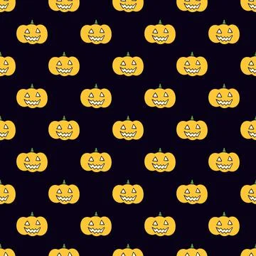 Vector seamless pattern with hand drawn halloween pumpkin. Doodle illustratio Stock Illustration