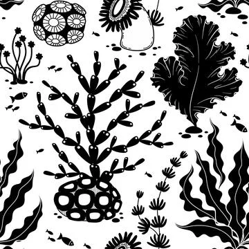 Vector seamless pattern hand drawn seabed-4 Stock Illustration