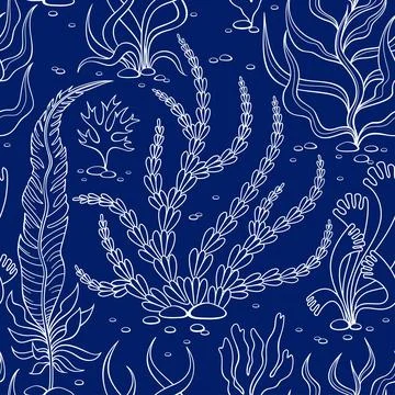 Vector seamless pattern hand drawn seabed-7 Stock Illustration
