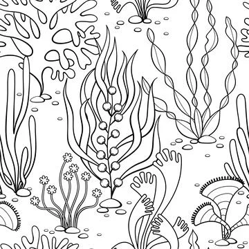 Vector seamless pattern hand drawn seabed-8 Stock Illustration