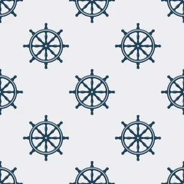 Vector Seamless Pattern with Hand Drawn Ship Helms. Design Template for Textile Stock Illustration