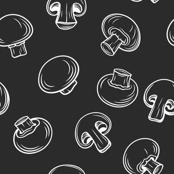 Vector Seamless Pattern with Hand Drawn Black and White Outline Drawing Stock Illustration