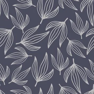 Vector seamless pattern with hand drawn leaf. Contemporary floral botanical 스톡 일러스트