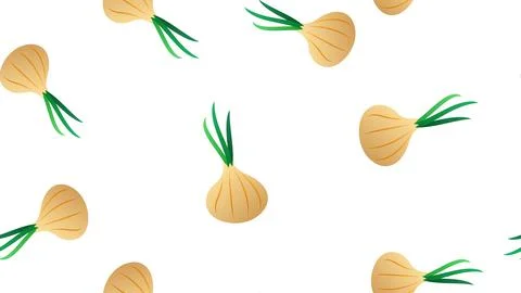 Vector seamless pattern with hand drawn white onion bulbs and spring onions.  Stock Illustration