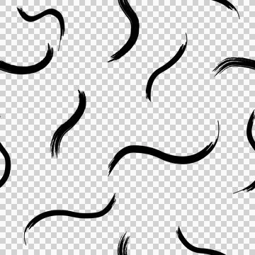 Vector seamless pattern with hand-drawn black brush strokes. Abstract chaot.. Stock Illustration