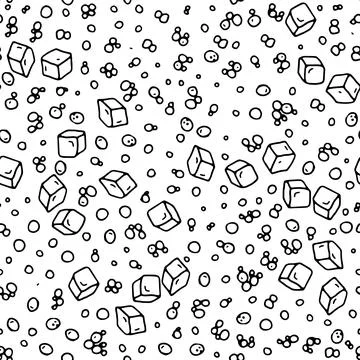 Vector seamless pattern with hand drawn bubbles and ice cubes randomly placed Stock Illustration
