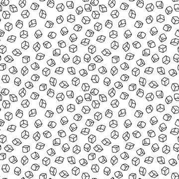 Vector seamless pattern with hand drawn ice cubes randomly placed on blue bac Stock Illustration