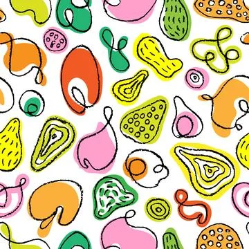 Vector seamless pattern with hand drawn organic abstract shapes. Colorful e.. Stock Illustration