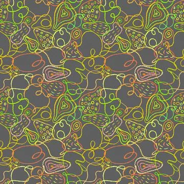 Vector seamless pattern with hand drawn organic abstract shapes. Linear color Stock Illustration