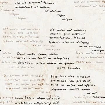 Vector seamless pattern with a hand-written Latin text on the old dirty paper 스톡 일러스트