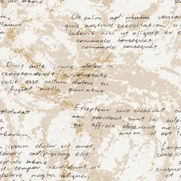 Vector seamless pattern with a hand-written Latin text on the old dirty paper Stock Illustration