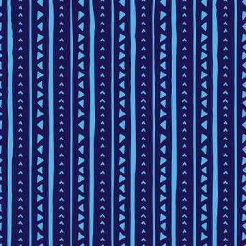 Vector seamless pattern with handdrawn stripes and triangles . Hand drawn blue イラスト素材