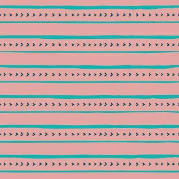 Vector seamless pattern with handdrawn stripes and lines . Hand drawn cyan and Stock Illustration