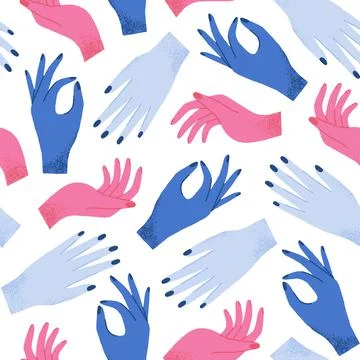 Vector seamless pattern of hands. Mysterious mythical repeat background. Diff Stock Illustration