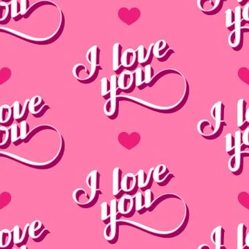 Vector seamless pattern of handwritten I love you retro labels Illustrazione stock