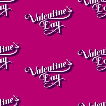 Vector seamless pattern of handwritten St. Valentines Day retro labels. holiday Stock Illustration