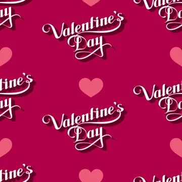 Vector seamless pattern of handwritten St. Valentines Day retro labels and Ilustración de archivo