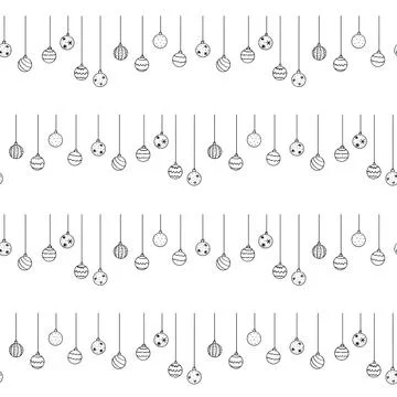 Vector Seamless pattern with with Hanging simple outline Christmas Balls. New Stock-Illustration