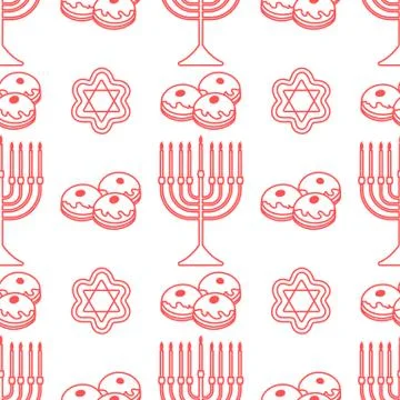 Vector Seamless pattern Hanukkah Jewish holiday Stock Illustration
