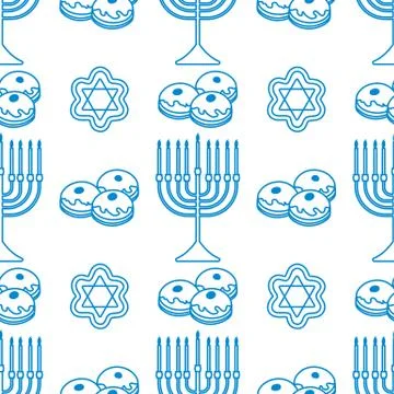 Vector Seamless pattern Hanukkah Jewish holiday Stock Illustration