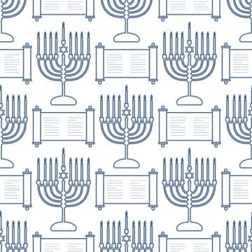 Vector Seamless pattern Hanukkah Jewish holiday Stock Illustration