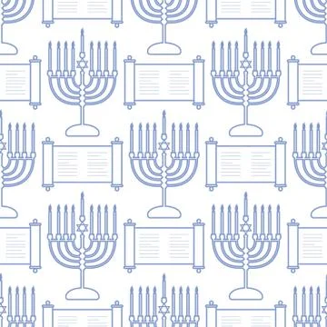 Vector Seamless pattern Hanukkah Jewish holiday Stock Illustration